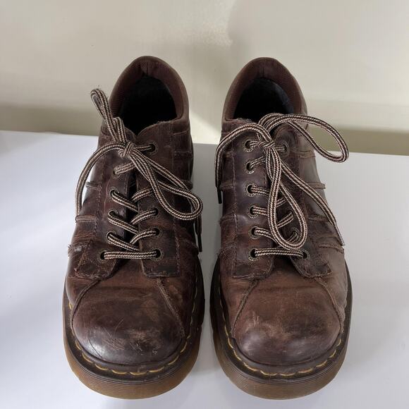 Dr. Martens Shoes Mens Size 10 Brown Leather Lug Sole Oxford Work AirWair 11339 - Picture 4 of 11